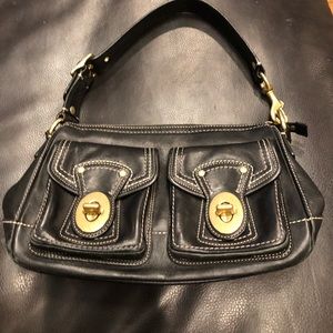 Coach Purse- black leather/brass